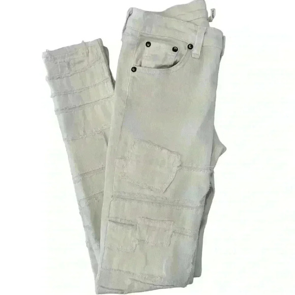 RAG +BONE TATTERED & PATCHED WHITE SKINNY JEAN SIZE 25 - Picture 6 of 9